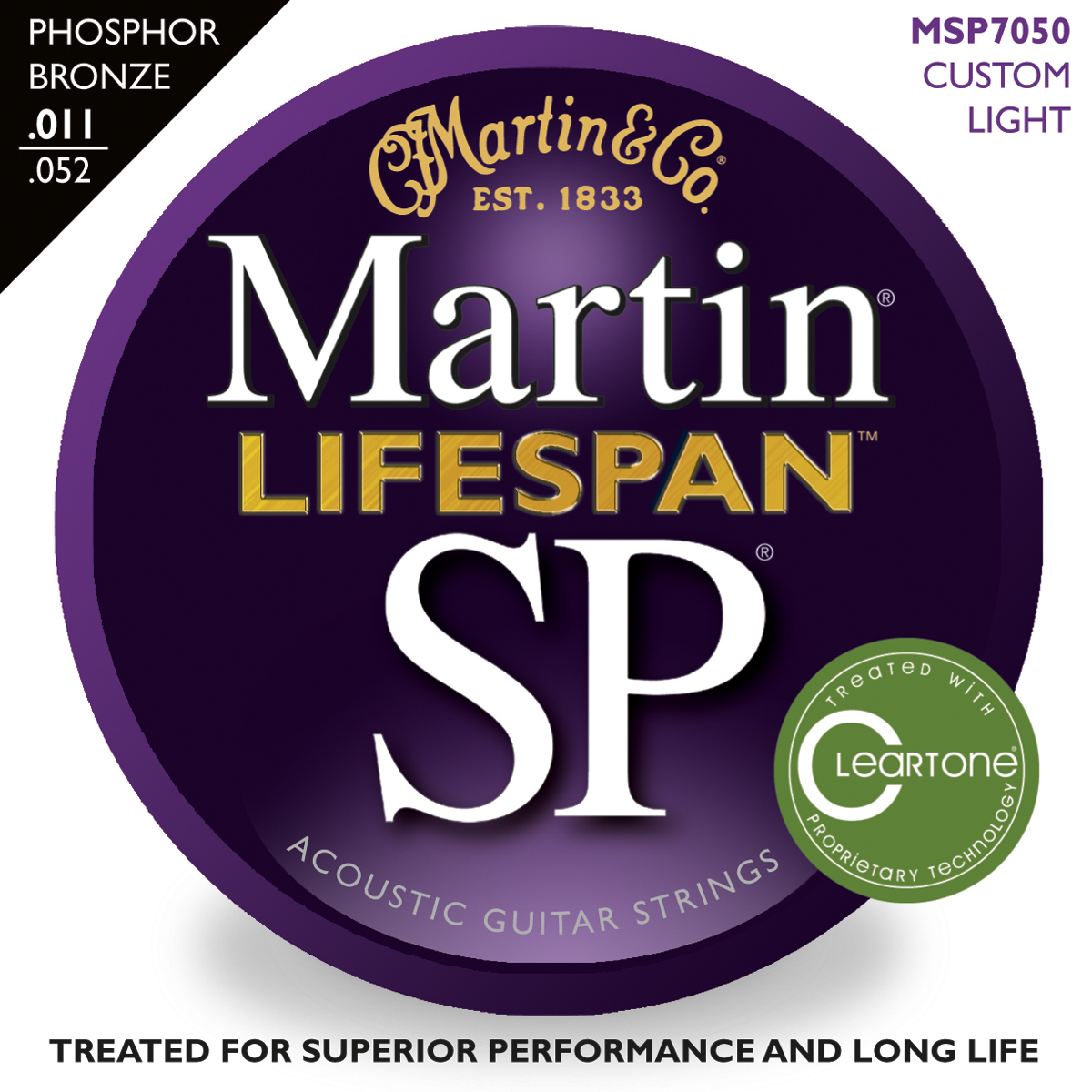 Martin Martin SP Lifespan Acoustic Guitar Strings, Phosphor Bronze (11-52)