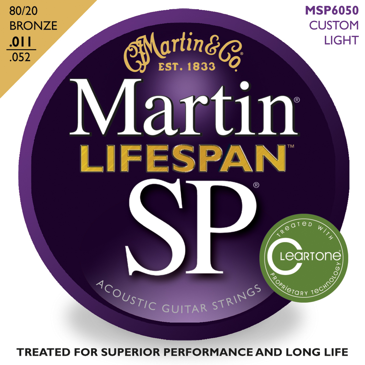 Martin Martin SP Lifespan Acoustic Guitar Strings, 80/20 Bronze (11-52)