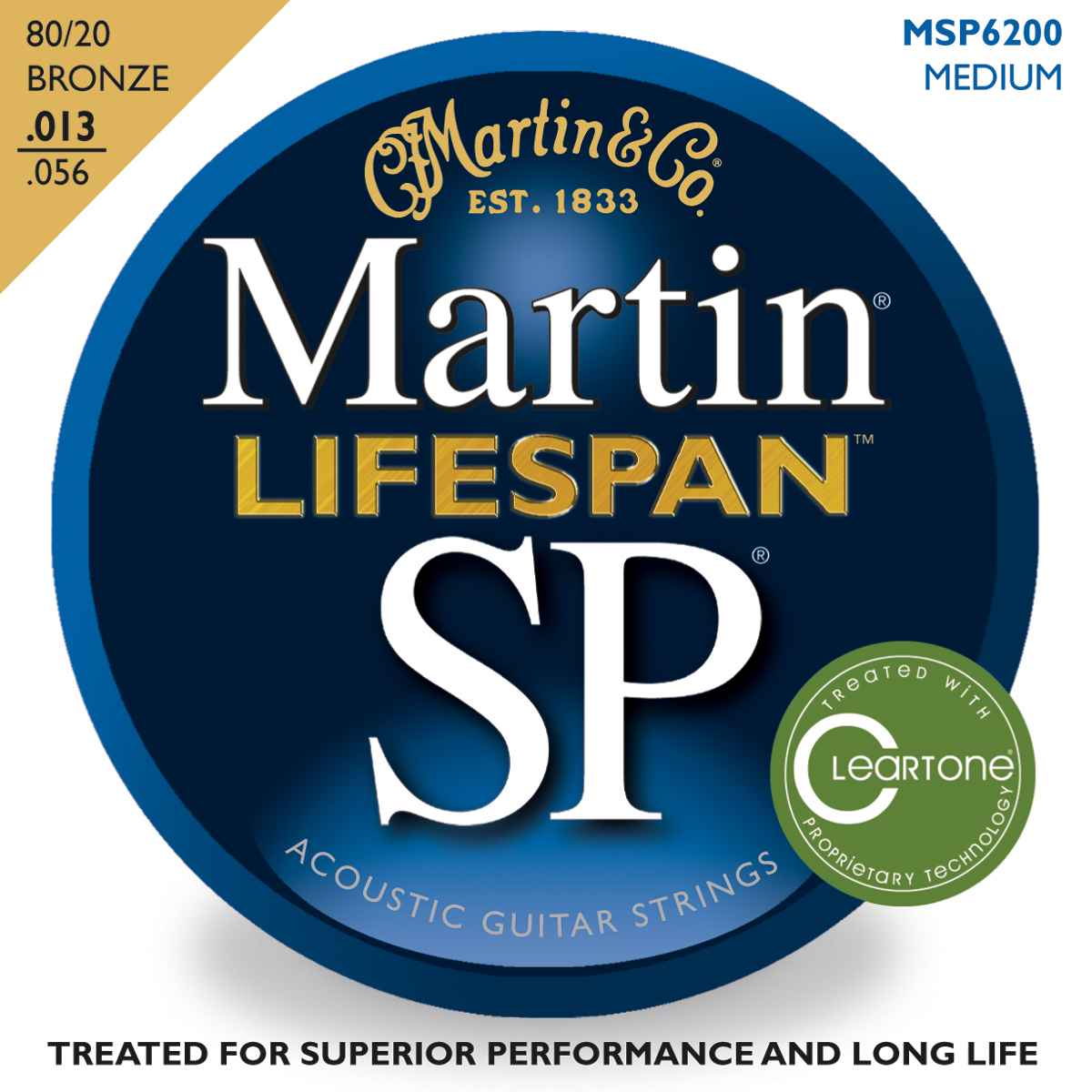 Martin Martin SP Lifespan Acoustic Guitar Strings, 80/20 Bronze (13-56)