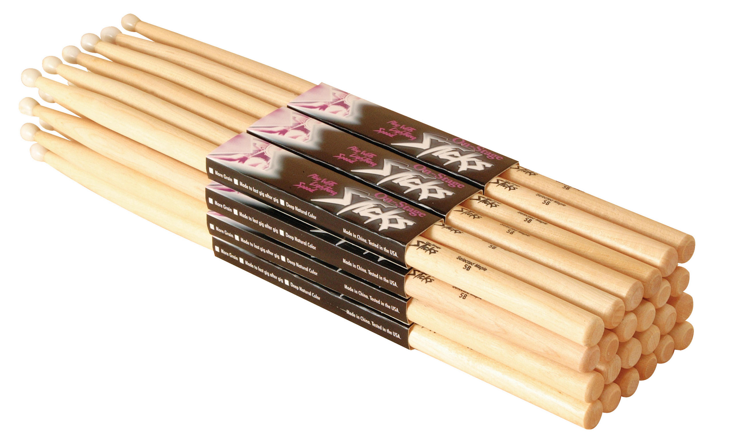 On-Stage On-Stage Maple Drumsticks (12 Pairs) (2B)