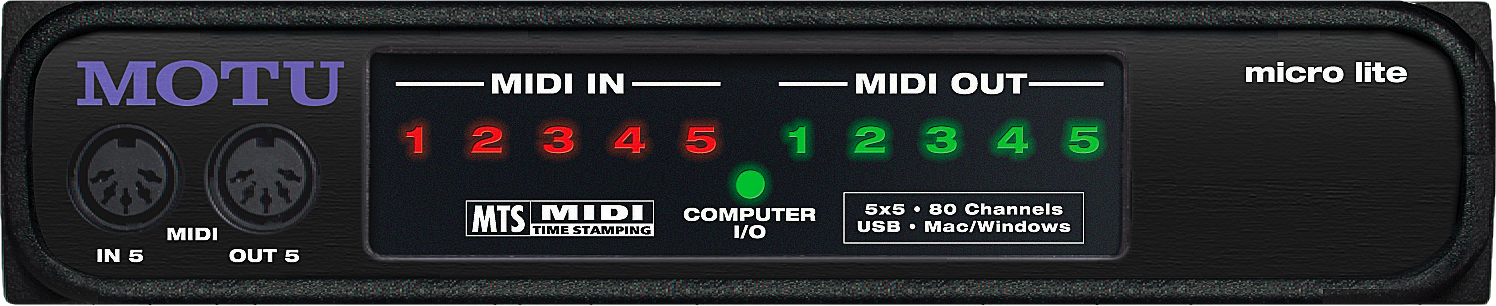 Mark of the Unicorn (MOTU) MOTU Micro Lite Bus-Powered MIDI Interface, 5x5