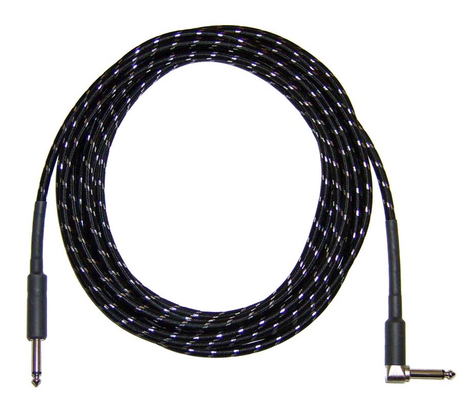 CBI CBI Braided Instrument Cable with Right Angle Connector (Black) (15 Foot)