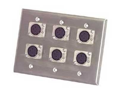Pro Co Pro Co WP3002 Wall Face Plate with 6 Female XLRF Ports