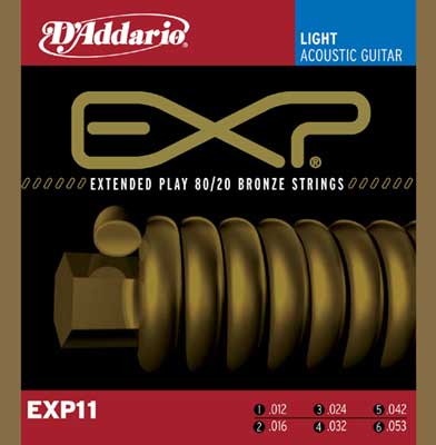 D'Addario D'Addario EXP11 Coated 8020 Light Bronze Acoustic Strings