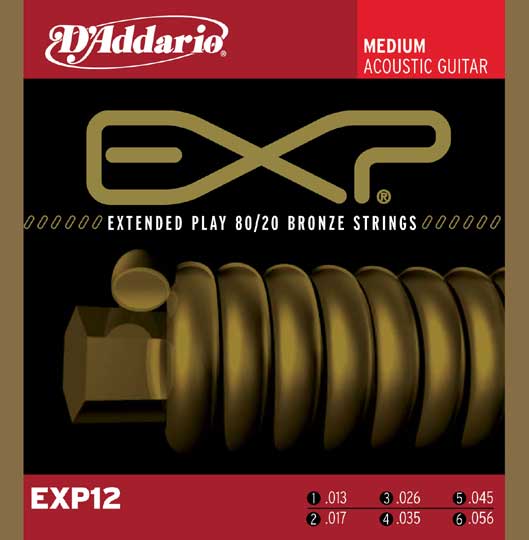 D'Addario D'Addario EXP12 Coated 8020 Medium Bronze Acoustic Strings