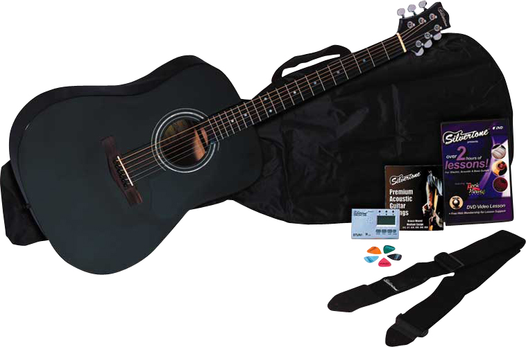 Silvertone Silvertone SD10 Complete Acoustic Guitar Package - Black