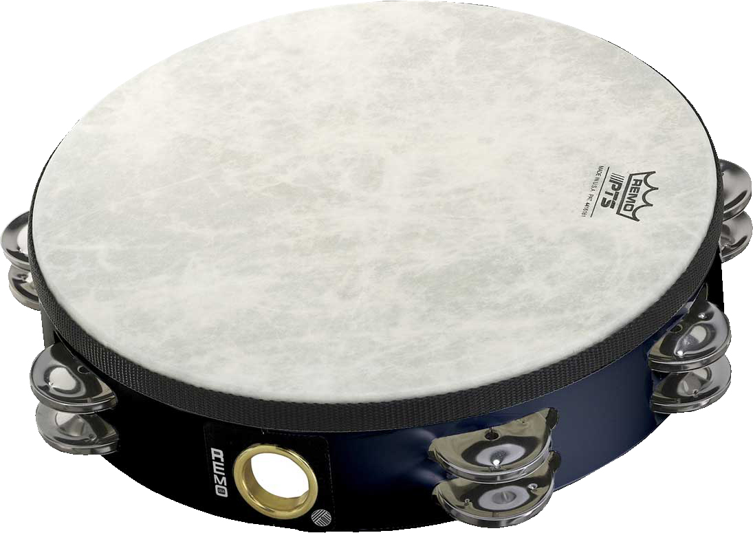 Remo Remo Fiberskyn 3 Double Row Pretuned Head Tambourine - Black (10 Inch)