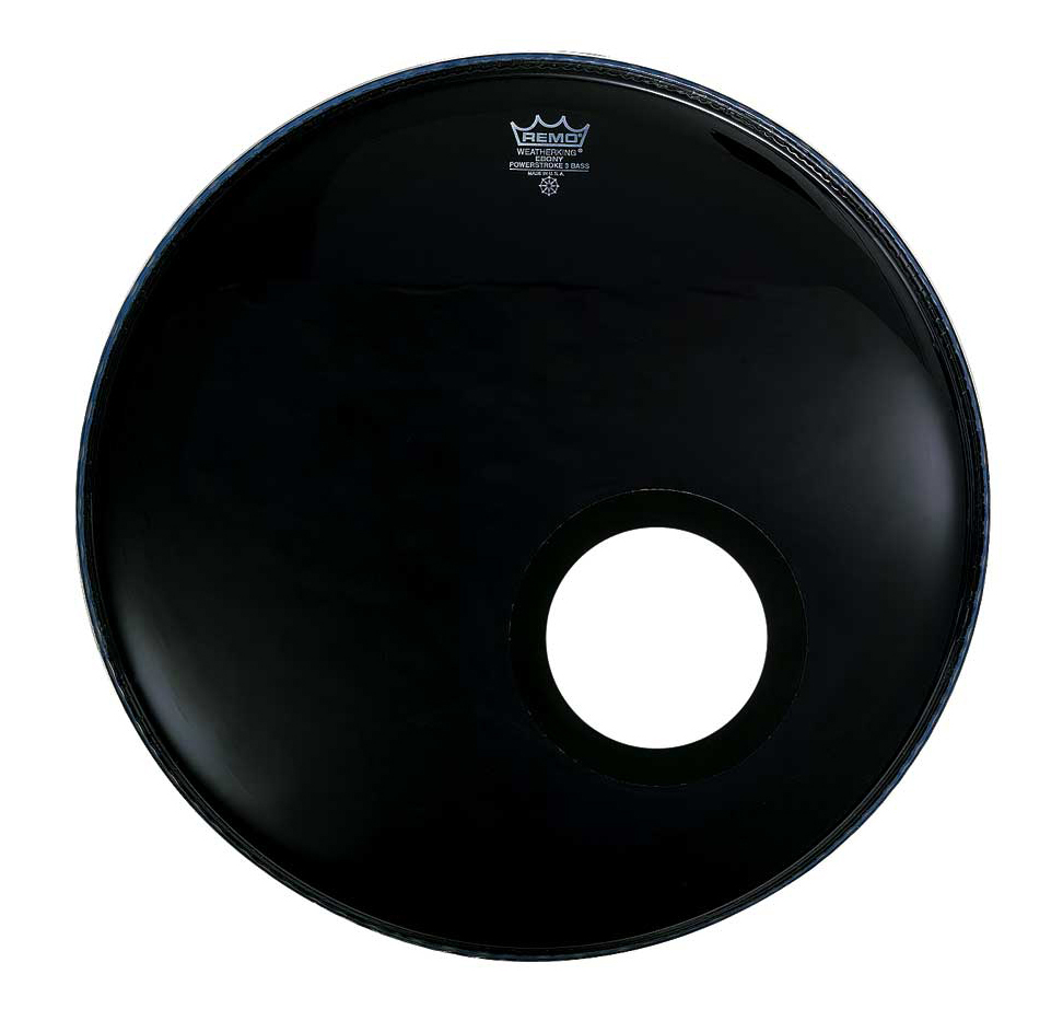 Remo Remo Powerstroke 3 Bass Drumhead, with Hole - Ebony (22 Inch)