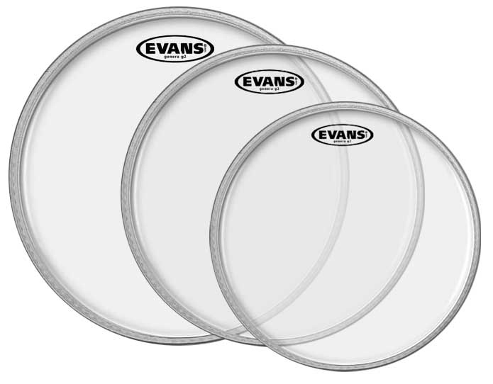 Evans Evans Genera G2 Drumhead Tom Pack, Clear (10, 12, 14, and 16 Inch)