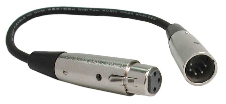 Hosa Hosa DMX1 5-Pin XLRM to 3-Pin XLRF DMX Cable (6 Inch)