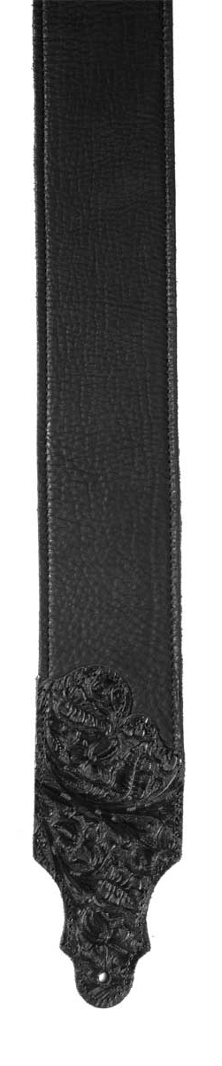 Franklin Straps Franklin Tooled Leather Guitar Strap, 3-inch - Black