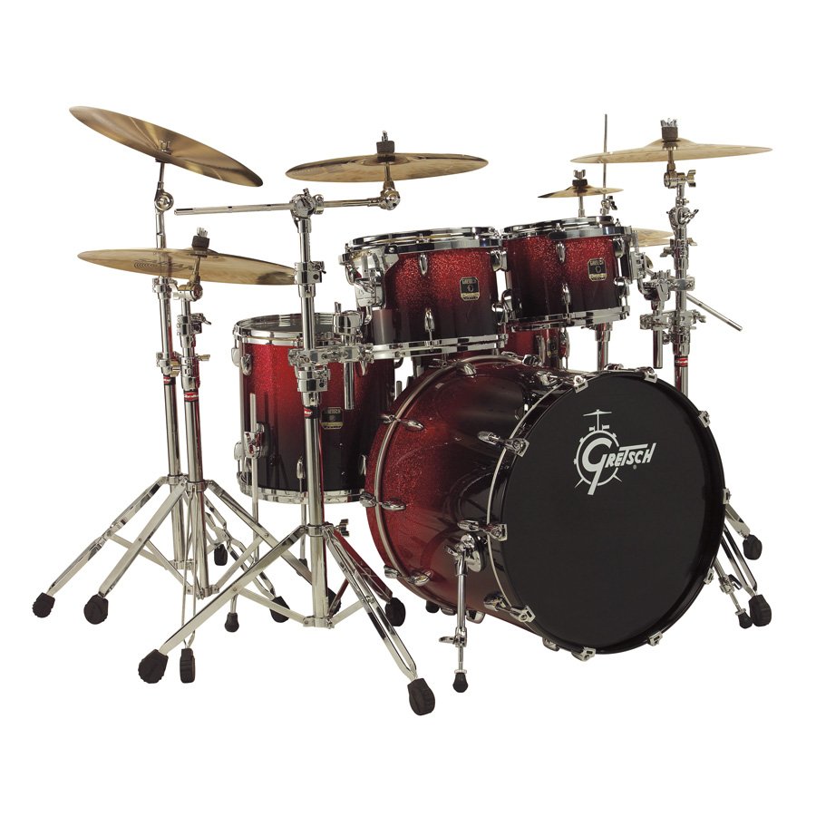 Gretsch Guitars and Drums Gretsch RNE824 Renown Maple Drum Shell Kit, 4-Piece - Ruby Sparkle Fade