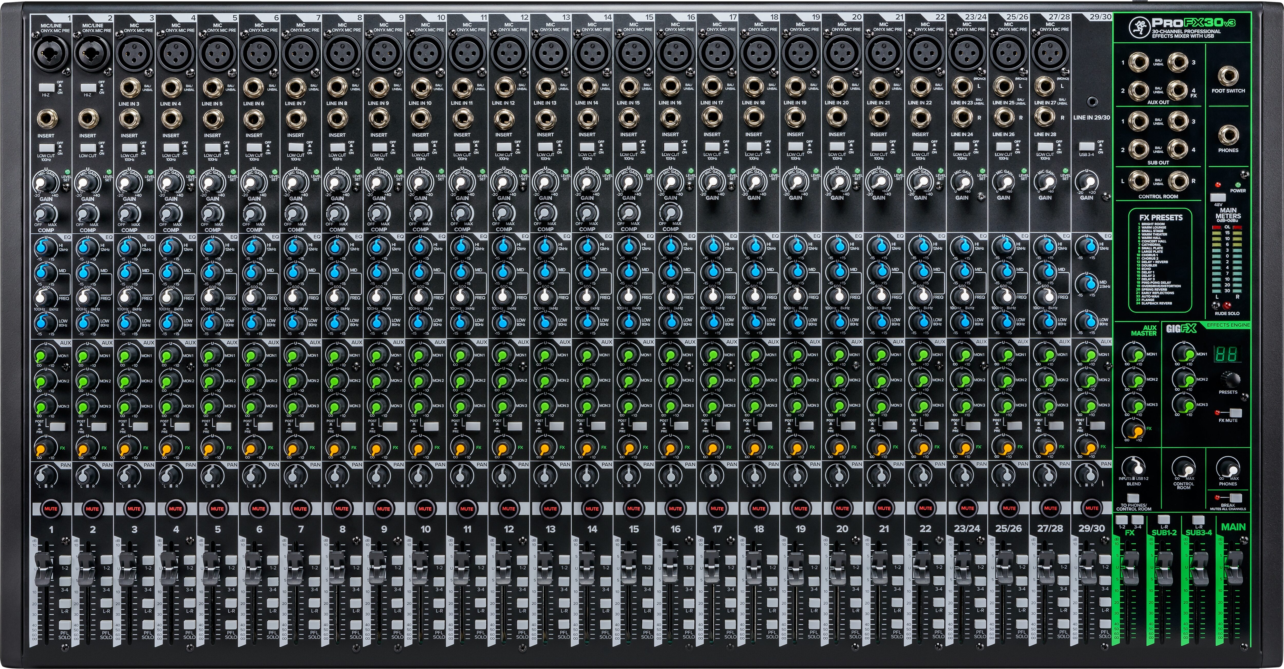 Mackie ProFX30v3 Professional USB Mixer, 30-Channel
