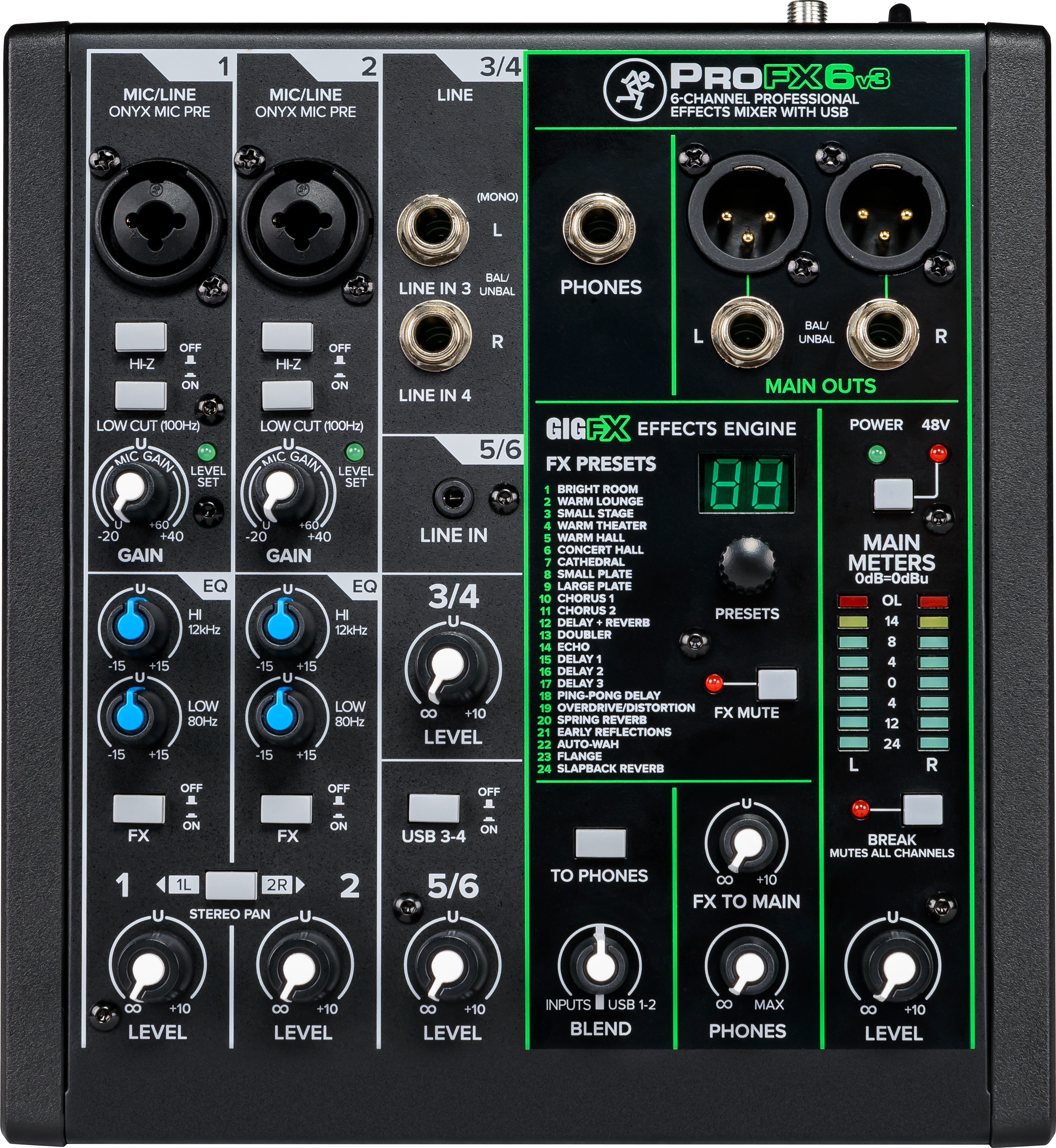 Mackie ProFX6v3 Professional USB Mixer, 6-Channel
