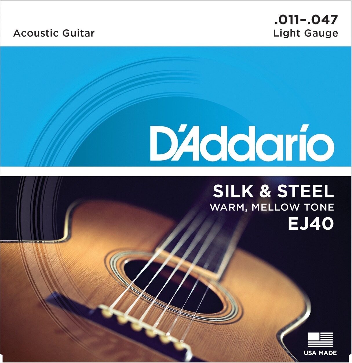 D'Addario EJ40 Silk and Steel Folk Acoustic Guitar Strings