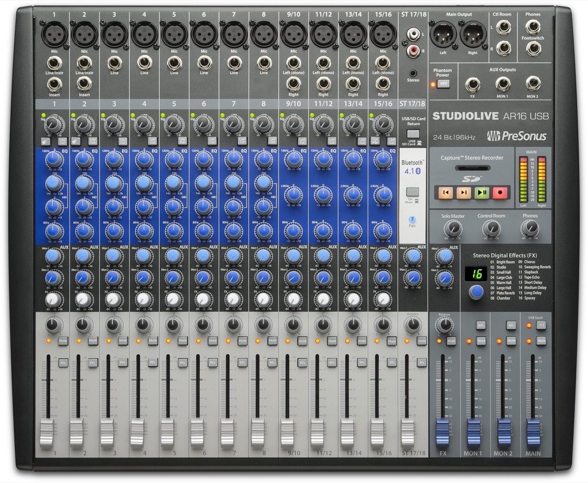 PreSonus StudioLive AR16 USB Digital Mixer, 16Channel